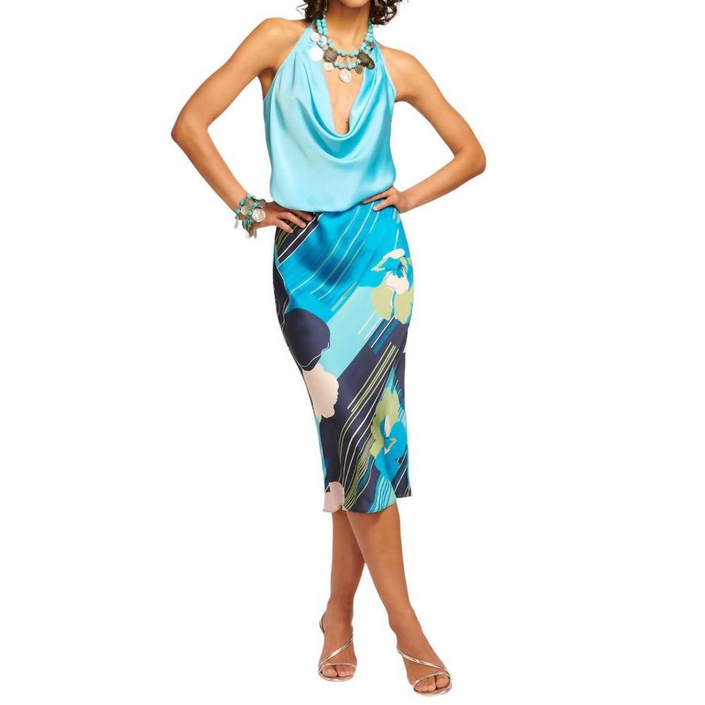 NEW RAMY BROOK rosetta floral midi skirt in navy amore - Picture 2 of 3